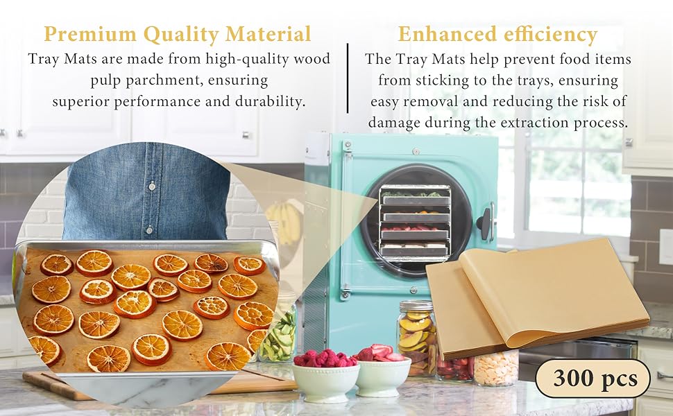 300 PCS Freeze Dryer Tray Mats for Harvest Right Dryer - Freeze Dryer Parchment Paper Set for Medium Trays - Non-Stick Baking Mats One-Off Parchment Paper Harvest Right Accessories (13