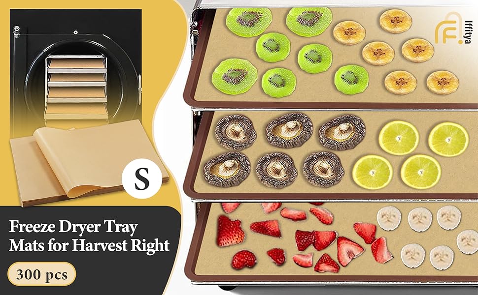 300 PCS Freeze Dryer Tray Mats for Harvest Right Dryer - Freeze Dryer Parchment Paper Set for Medium Trays - Non-Stick Baking Mats One-Off Parchment Paper Harvest Right Accessories (13