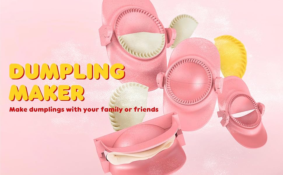 7 Piece Dumpling Maker Kit - All-in-One Empanada Maker Set with Press Molds & Ring Cutters, BPA-Free Kitchen Accessories for Home Cooking, Family/Friends Fun Gift (Beige)