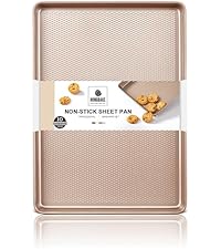 HONGBAKE 9-Piece Baking Pans Set Nonstick, Stackable Non Toxic Bakeware Sets with Diamond Texture, Oven Pan Set for Cooking, Includes Cookie Sheet with Rack, Cake Pan, Roasting Pan, Muffin Tin, Gold