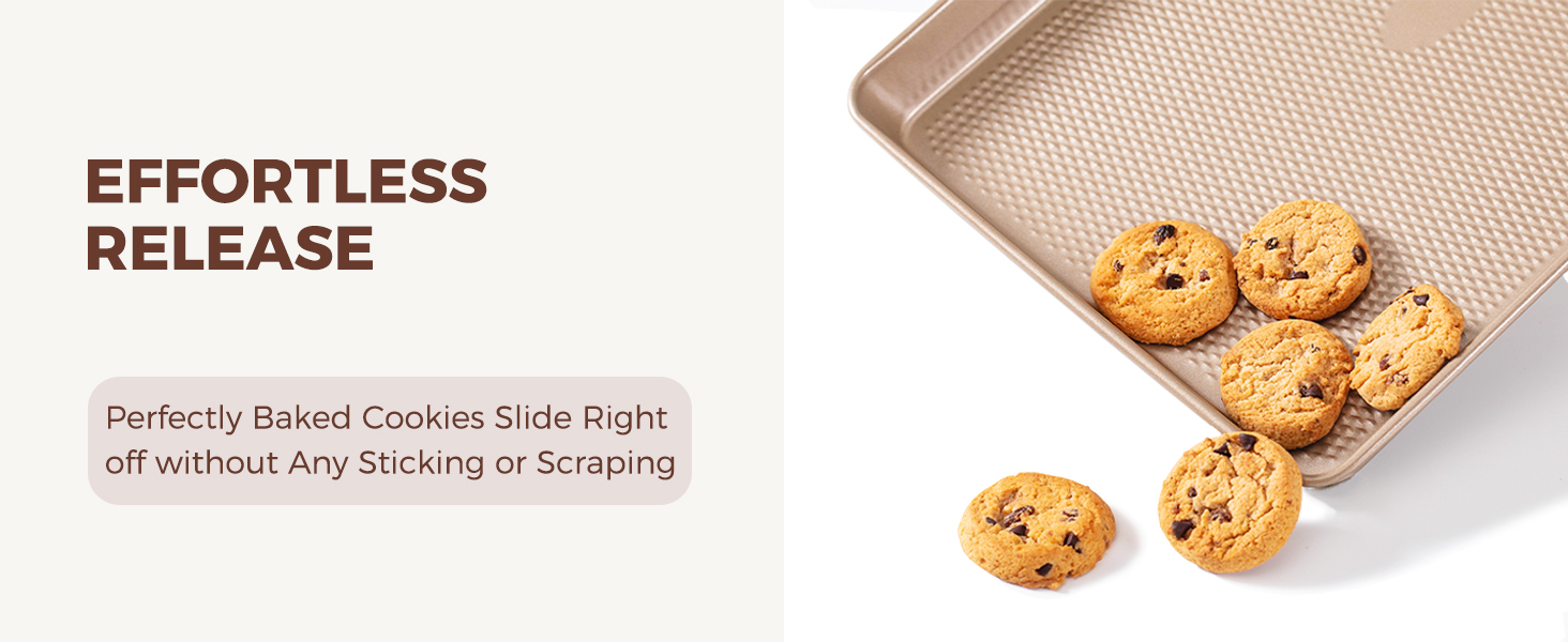 HONGBAKE 9-Piece Baking Pans Set Nonstick, Stackable Non Toxic Bakeware Sets with Diamond Texture, Oven Pan Set for Cooking, Includes Cookie Sheet with Rack, Cake Pan, Roasting Pan, Muffin Tin, Gold