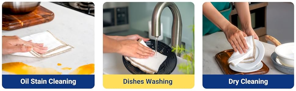 Mother-Earth 6 Pack Cotton Dish Cloths, Ultra Absorbent Quick-Drying Cleaning Cloths, Reusable and Eco-Friendly Dish Rags for Kitchen Use