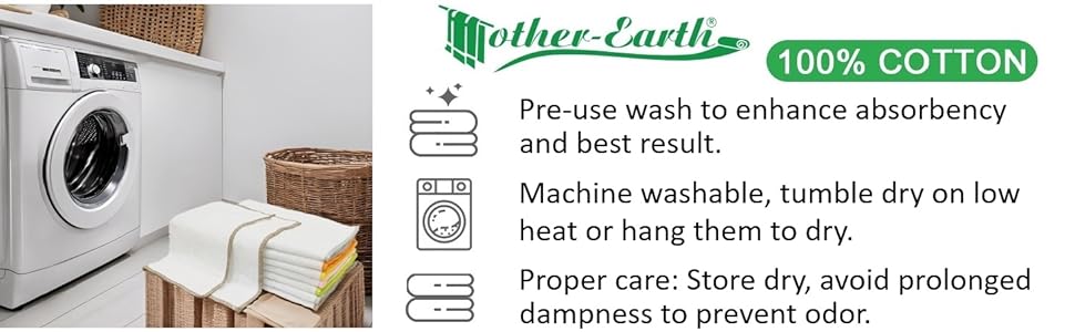 Mother-Earth 6 Pack Cotton Dish Cloths, Ultra Absorbent Quick-Drying Cleaning Cloths, Reusable and Eco-Friendly Dish Rags for Kitchen Use