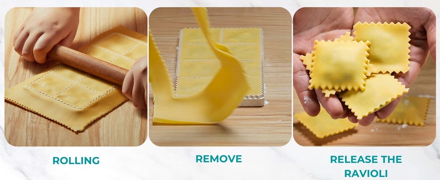 Ravioli Maker Press, Ravioli Press Mold Set - Round Ravioli Stamp Maker Cutter with Wood Rolling Pin, 2.6