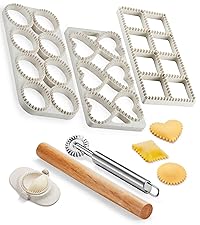 Ravioli Maker Press, Ravioli Press Mold Set - Round Ravioli Stamp Maker Cutter with Wood Rolling Pin, 2.6