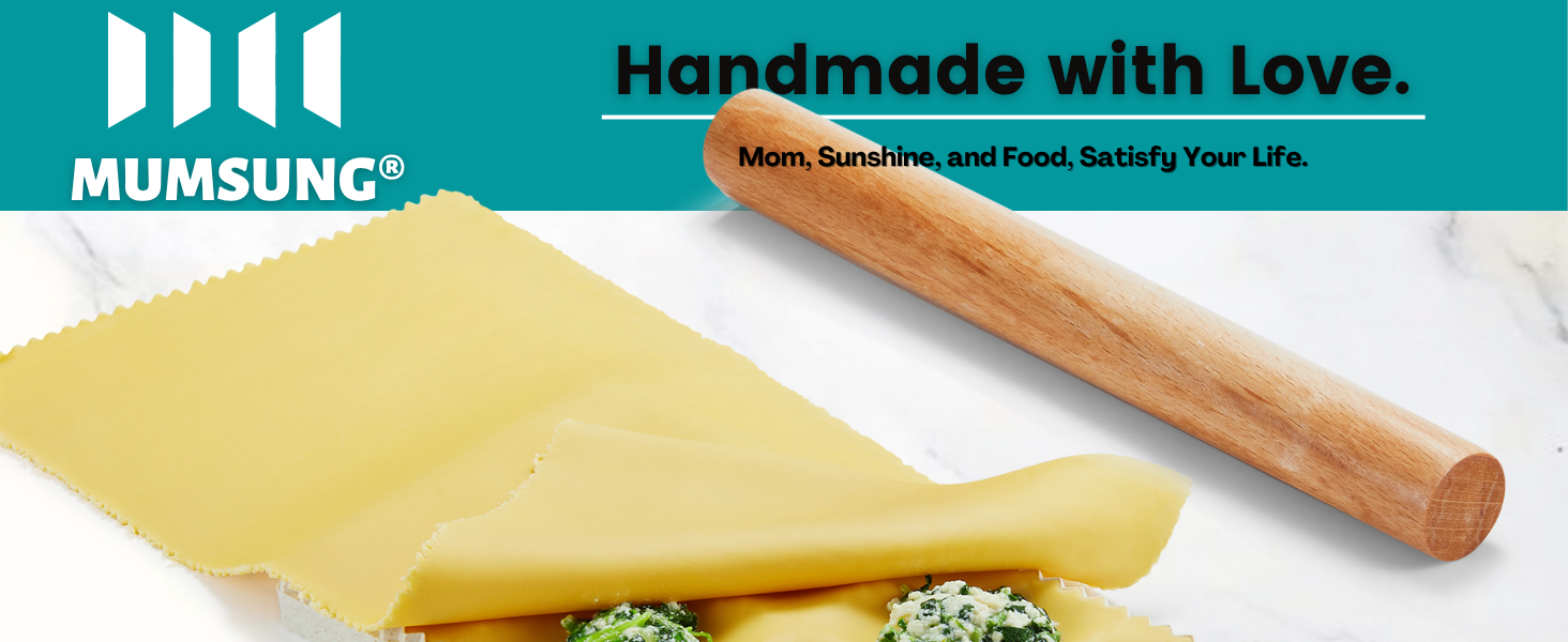 Ravioli Maker Press, Ravioli Press Mold Set - Round, Heart, Square Ravioli Stamp Maker Cutter with Wood Rolling Pin, 2.6