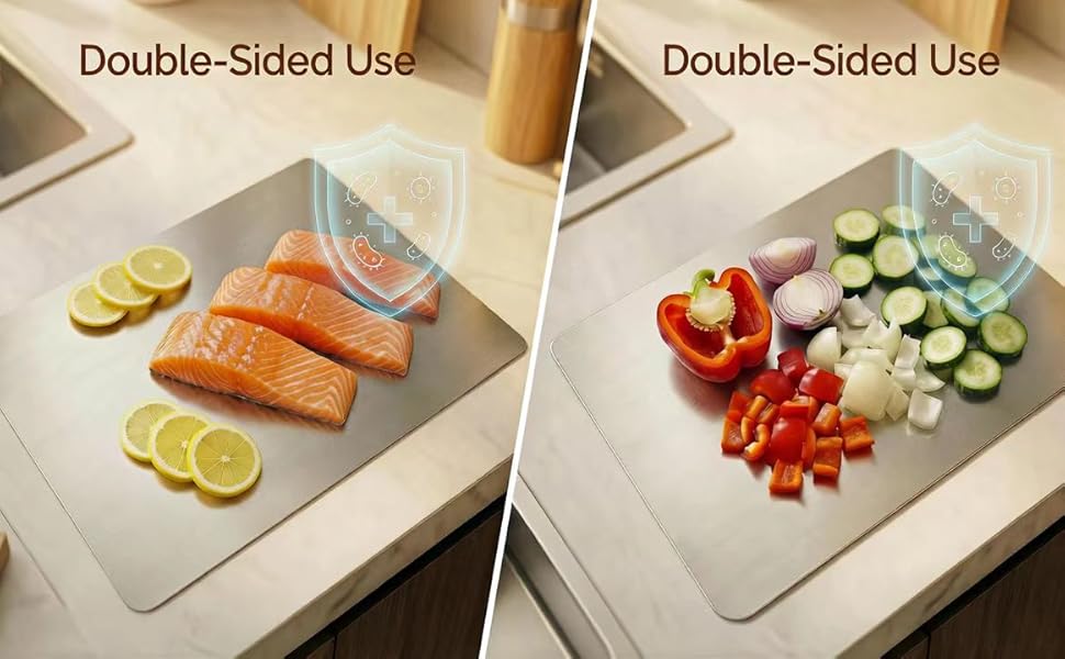 Stainless Steel Cutting Boards for Kitchen, 3 PCS Non Toxic Metal Chopping Board Set, Dishwasher Safe & Warp Proof (15.3"x11", 13.4"x9", 11.8"x7.9" Inch)