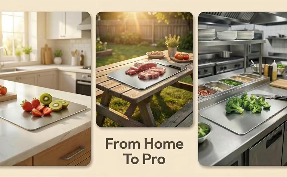 Stainless Steel Cutting Boards for Kitchen, 3 PCS Non Toxic Metal Chopping Board Set, Dishwasher Safe & Warp Proof (15.3"x11", 13.4"x9", 11.8"x7.9" Inch)