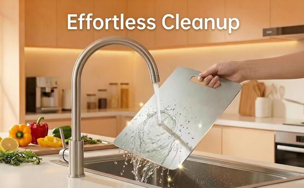 Stainless Steel Cutting Boards for Kitchen, 3 PCS Non Toxic Metal Chopping Board Set, Dishwasher Safe & Warp Proof (15.3"x11", 13.4"x9", 11.8"x7.9" Inch)