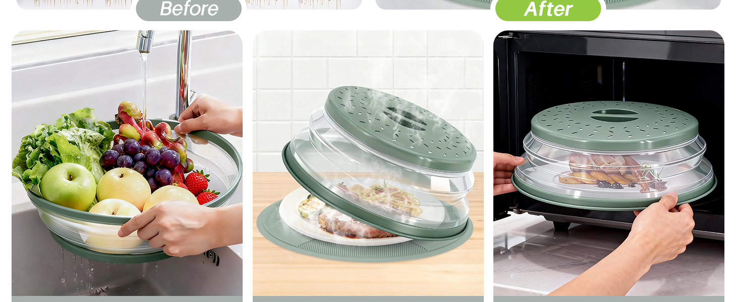 2 in 1 Microwave Splatter Cover Food, Microwave Silicone Mat Place Holders for Multi-use, Silicone Trivet, Pot Holders, Drying, Baking, Utensils Rest for Kitchen Counter Mat