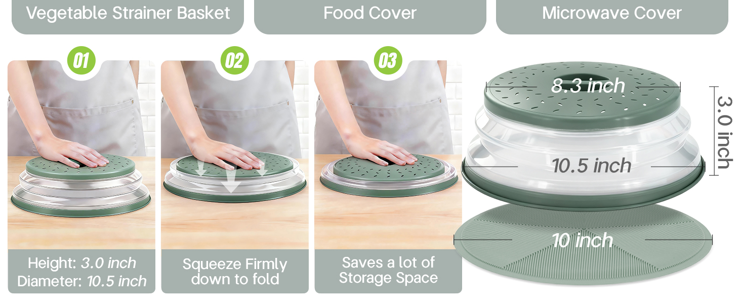 2 in 1 Microwave Splatter Cover Food, Microwave Silicone Mat Place Holders for Multi-use, Silicone Trivet, Pot Holders, Drying, Baking, Utensils Rest for Kitchen Counter Mat