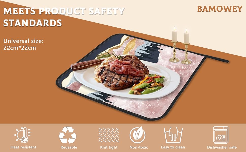 2PCS Brown Coffee Pot Holder with Loop,Vintage Latte Heat Resistant Oven Pads, Hot Pat for Kitchen Cooking Baking Food