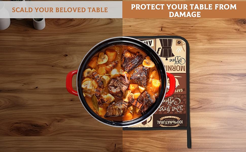 2PCS Brown Coffee Pot Holder with Loop,Vintage Latte Heat Resistant Oven Pads, Hot Pat for Kitchen Cooking Baking Food