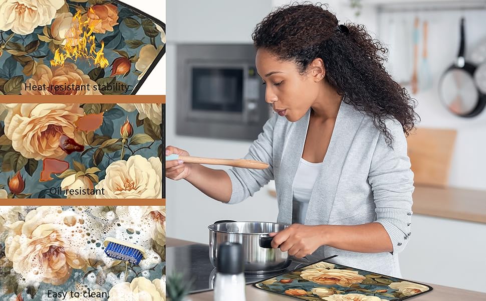 Cute Foxes Pot Holders Set of 2 Heat Resistant Potholders,Mushrooms Fire Oven Hot Pads for Kitchen Cooking Baking Barbecue