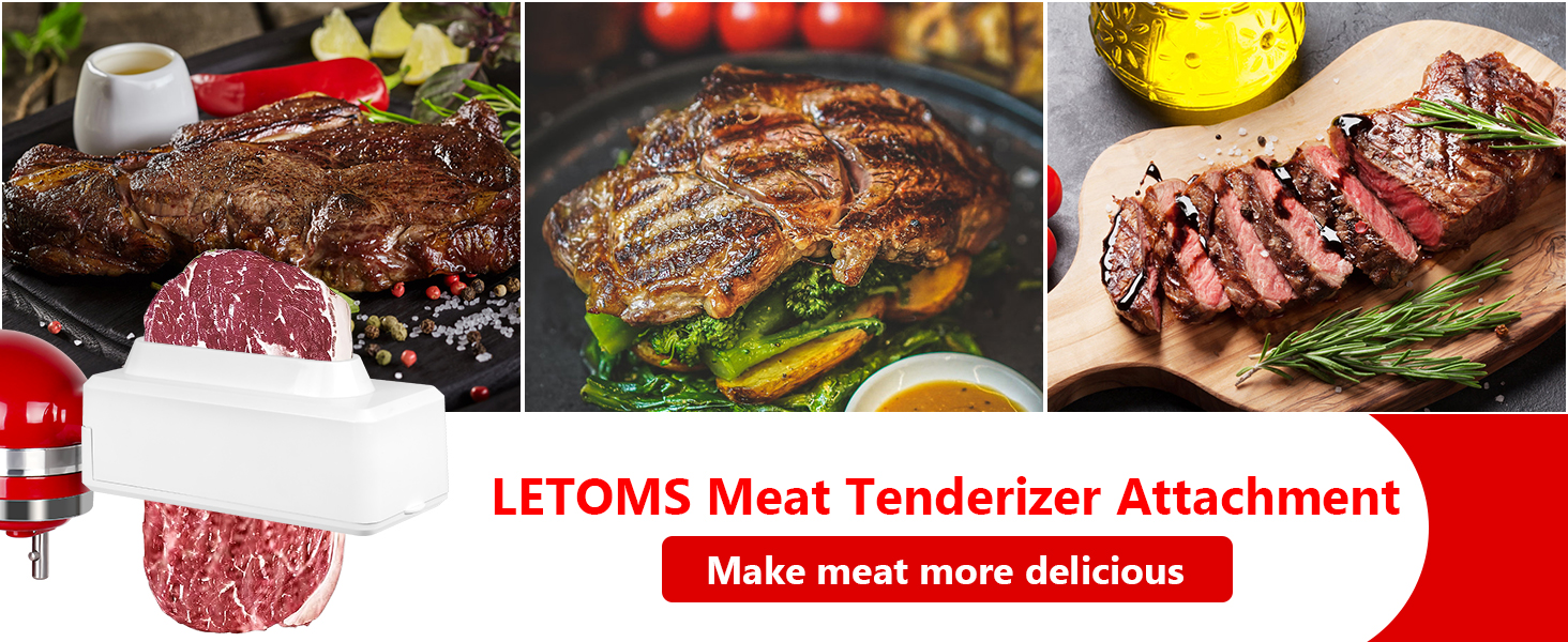 Meat Tenderizer Attachment for All KitchenAid Stand Mixers - Updated Stainless Steel Gear Tenderizing Machine, Meat Tenderizer Tool Sturdy and Durable,Dishwasher Safe