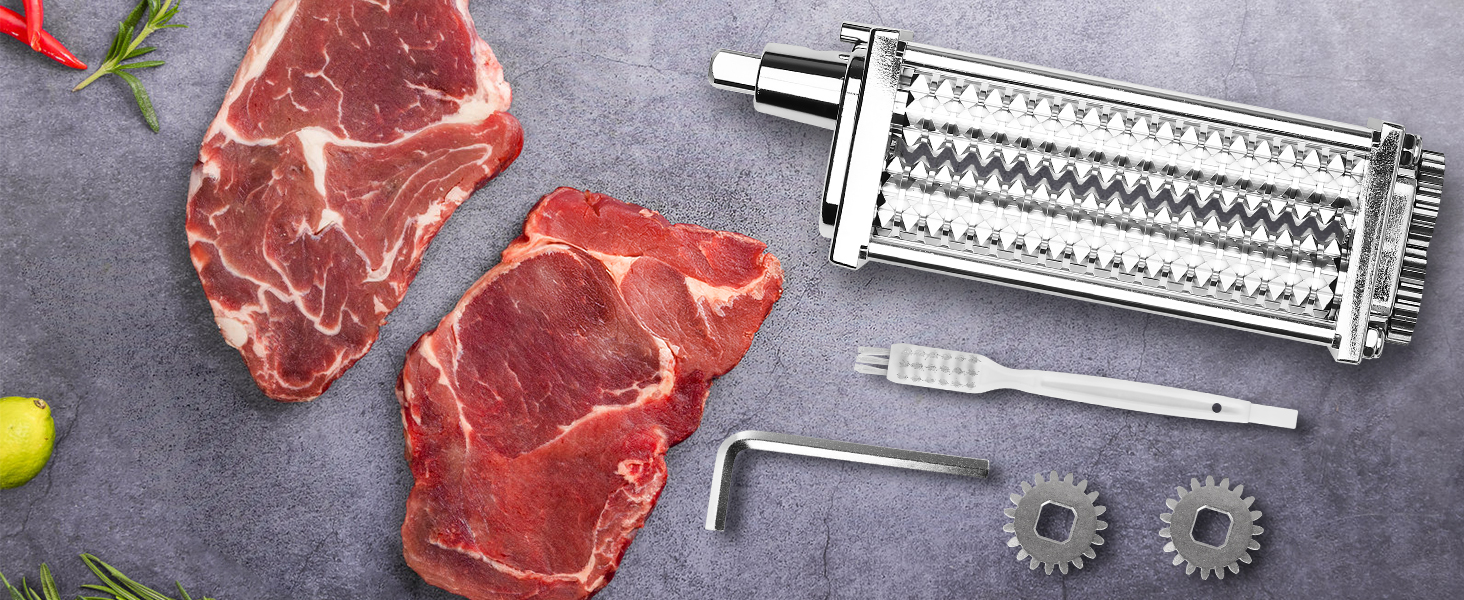 Meat Tenderizer Attachment for All KitchenAid Stand Mixers - Updated Stainless Steel Gear Tenderizing Machine, Meat Tenderizer Tool Sturdy and Durable,Dishwasher Safe