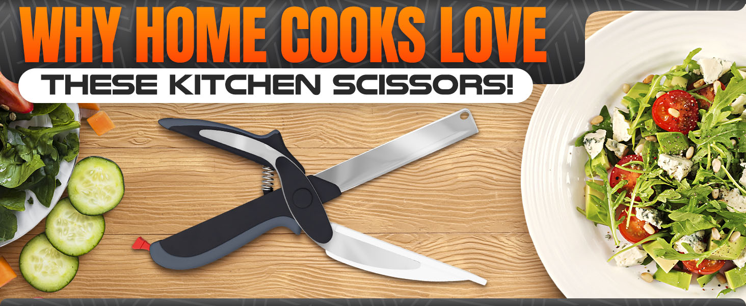 Cutting Board Scissors - 2 In 1 Kitchen Scissors with Cutting Board Knife Combo with Safety Lock and Storage Holder, Sharp Stainless Steel Blade, Dishwasher Safe - For Slicing Vegetables and Fruits