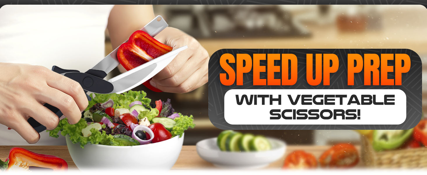 Cutting Board Scissors - 2 In 1 Kitchen Scissors with Cutting Board Knife Combo with Safety Lock and Storage Holder, Sharp Stainless Steel Blade, Dishwasher Safe - For Slicing Vegetables and Fruits