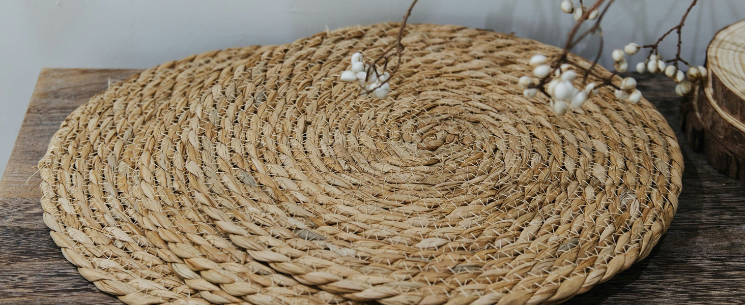 Round Woven Placemats Set of 4, 12
