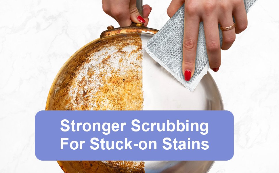 12 Pack Steel Wool Scrubber, Double Layer Non-Scratch Wire Dishcloth, Multipurpose Kitchen Towels, Dish Cloths for Washing Dishes, Cleaning Supplies for Sinks, Dishes, Stove Top, 7.87*7.87 Inch