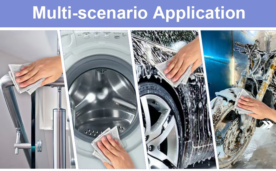 12 Pack Steel Wool Scrubber, Double Layer Non-Scratch Wire Dishcloth, Multipurpose Kitchen Towels, Dish Cloths for Washing Dishes, Cleaning Supplies for Sinks, Dishes, Stove Top, 7.87*7.87 Inch