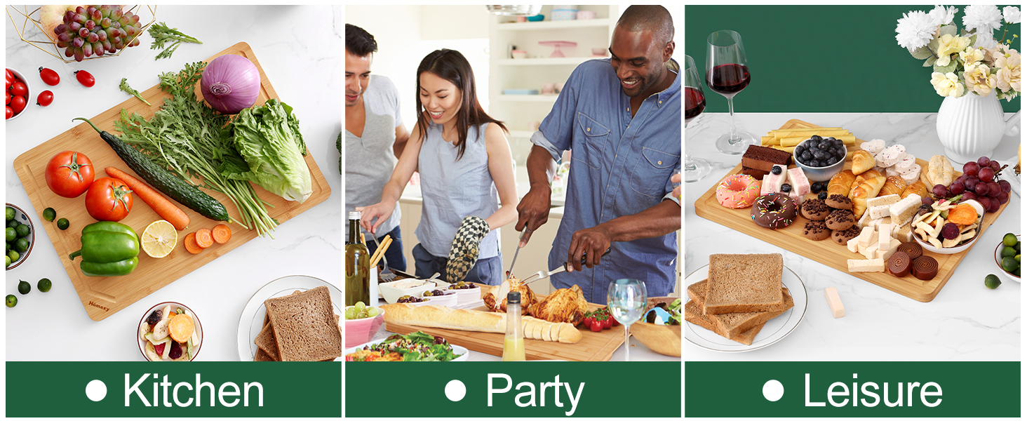 Homaxy Extra Large Organic Bamboo Cutting Boards for Kitchen, 18"x12" Wooden XL Cutting Board with Juice Groove and Handles, Charcuterie Butcher Block Wood Serving & Chopping Board - Pre Oiled