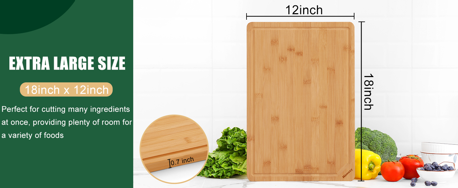 Homaxy Extra Large Organic Bamboo Cutting Boards for Kitchen, 18"x12" Wooden XL Cutting Board with Juice Groove and Handles, Charcuterie Butcher Block Wood Serving & Chopping Board - Pre Oiled