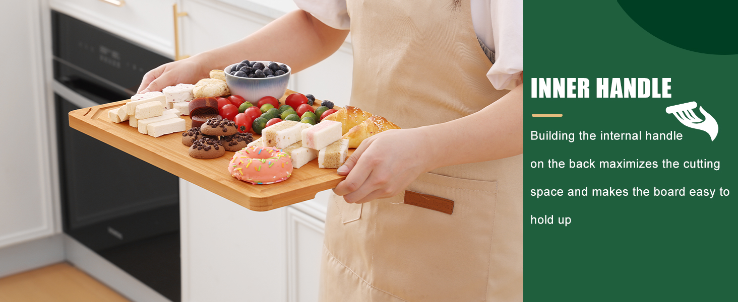 Homaxy Extra Large Organic Bamboo Cutting Boards for Kitchen, 18"x12" Wooden XL Cutting Board with Juice Groove and Handles, Charcuterie Butcher Block Wood Serving & Chopping Board - Pre Oiled