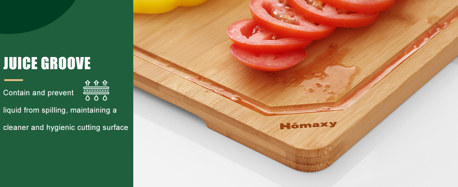 Homaxy Extra Large Organic Bamboo Cutting Boards for Kitchen, 18"x12" Wooden XL Cutting Board with Juice Groove and Handles, Charcuterie Butcher Block Wood Serving & Chopping Board - Pre Oiled