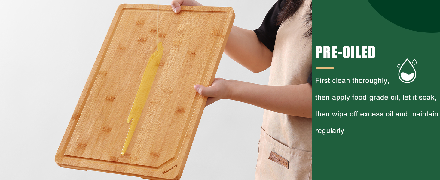 Homaxy Extra Large Organic Bamboo Cutting Boards for Kitchen, 18"x12" Wooden XL Cutting Board with Juice Groove and Handles, Charcuterie Butcher Block Wood Serving & Chopping Board - Pre Oiled