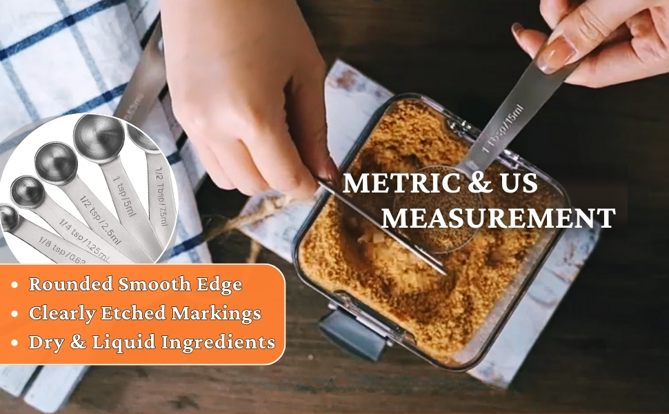 21PCS Measuring Cups and Spoons Set, Include 7 Nesting Measuring Cups, 9 Measuring Spoons and 5 Mini Spoons, Stainless Steel Metal Measuring Set, Kitchen Gadgets for Cooking & Baking