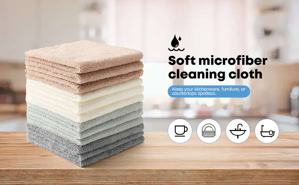12 Pack Cleaning Cloth,Ultra Soft Absorbent Quick Drying Microfiber Cleaning rags,No scratches,Reusable,Washable,Lint Free Cleaning Towels for Kitchen,Window,Glass,car,11.8