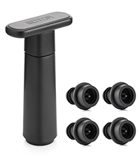 WOTOR Wine Saver Vacuum Pump with 4 Stoppers, Wine Stopper & Preserver, Reusable Bottle Sealer Keeps Fresh, Ideal Accessories Gift (Flat Handle)
