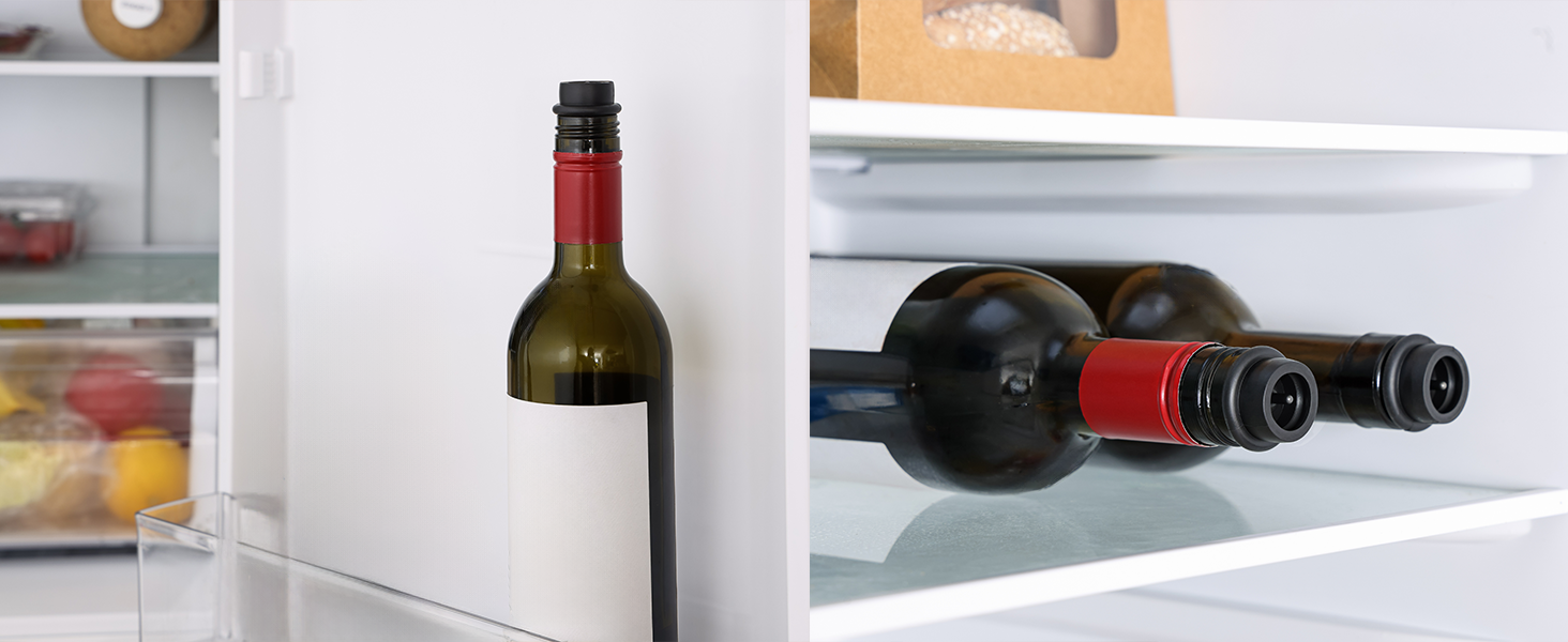 WOTOR Wine Saver Vacuum Pump with 4 Stoppers, Wine Stopper & Preserver, Reusable Bottle Sealer Keeps Fresh, Ideal Accessories Gift (Flat Handle)