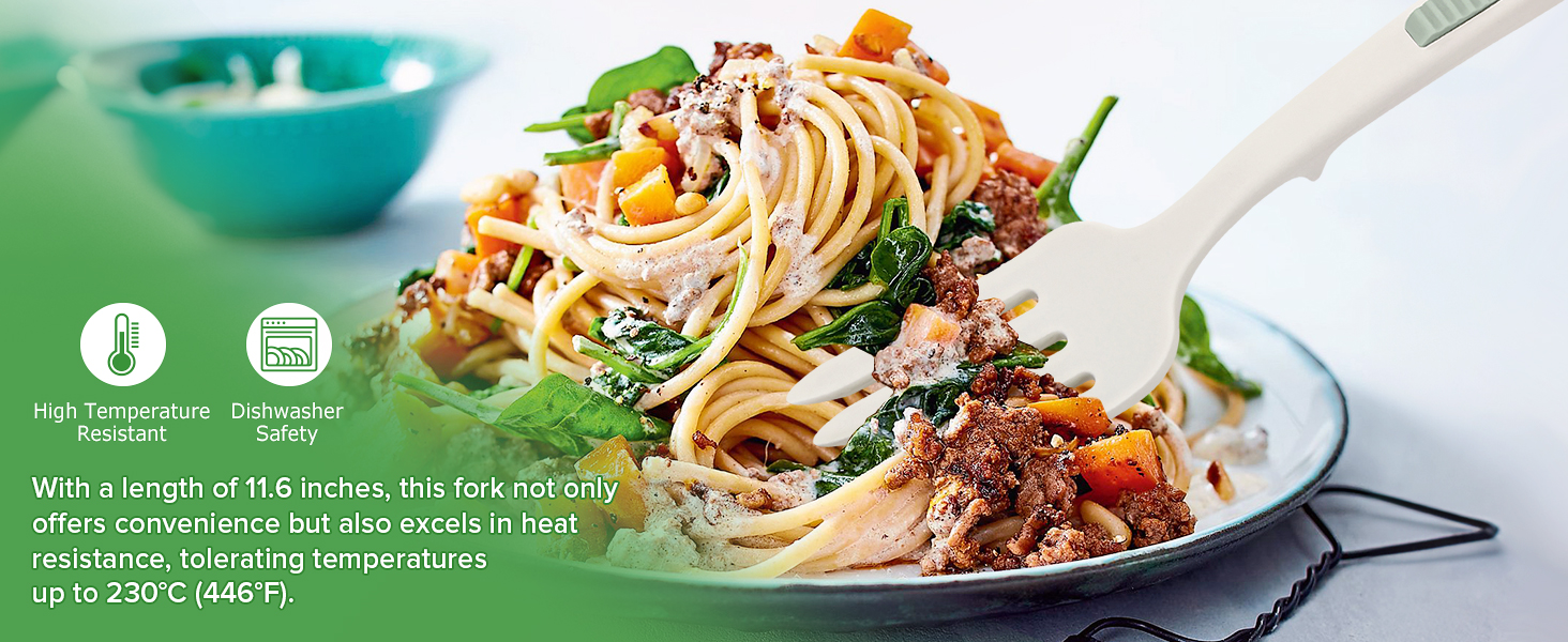 Silicone Flexible Cooking Fork, 11.6 Inch Heat Resistant, Large Non Stick for Mixing, Mashing, Whisking (BW)