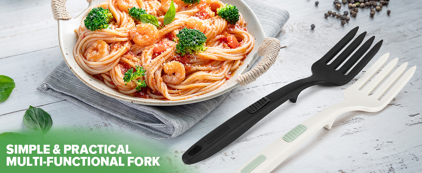 Silicone Flexible Cooking Fork, 11.6 Inch Heat Resistant, Large Non Stick for Mixing, Mashing, Whisking (BW)