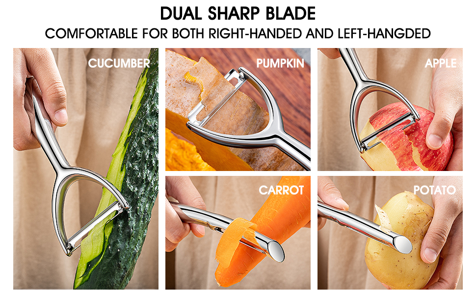 Ultra Sharp Vegetable Peeler for Kitchen - 10-Year No-Rust Fruit & Veggie Peeler, Potato Peeler Hand, Premium Stainless Steel I-Peeler for Apple, Carrot, Cucumber