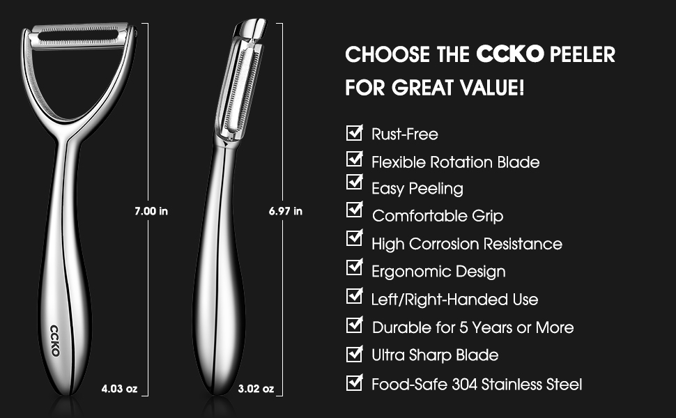 Ultra Sharp Vegetable Peeler for Kitchen - 10-Year No-Rust Fruit & Veggie Peeler, Potato Peeler Hand, Premium Stainless Steel I-Peeler for Apple, Carrot, Cucumber