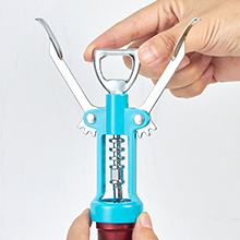 Wine Opener,Multifunctional Bottles Opener Zinc Alloy Corkscrew Wine Opener with Ergonomic Wing Handle (light blue)