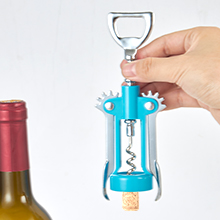 Wine Opener,Multifunctional Bottles Opener Zinc Alloy Corkscrew Wine Opener with Ergonomic Wing Handle (light blue)