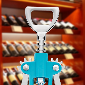 Wine Opener,Multifunctional Bottles Opener Zinc Alloy Corkscrew Wine Opener with Ergonomic Wing Handle (light blue)