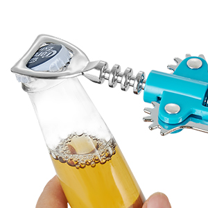 Wine Opener,Multifunctional Bottles Opener Zinc Alloy Corkscrew Wine Opener with Ergonomic Wing Handle (light blue)