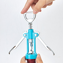 Wine Opener,Multifunctional Bottles Opener Zinc Alloy Corkscrew Wine Opener with Ergonomic Wing Handle (light blue)