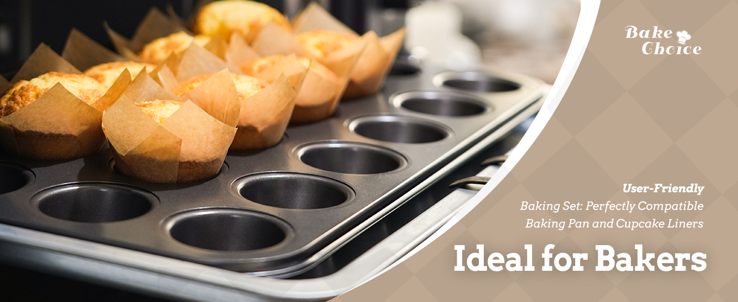 Mini Muffin Pan includes 200 Natural Cupcake Liners, Mini Cupcake Pans Nonstick 24 Cup, Muffin Tin, Carbon Steel Baking Supplies