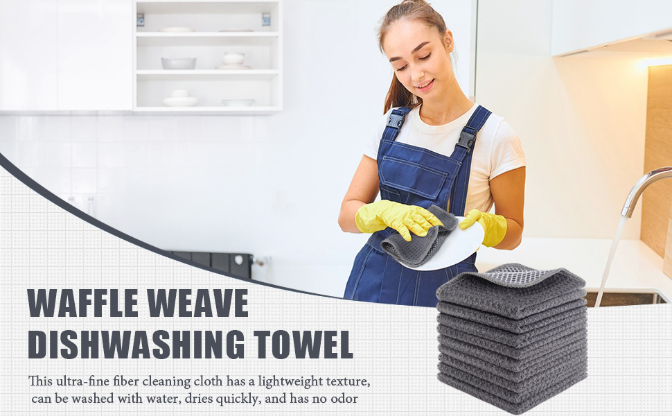 KinHwa Dish Cloths for Washing Dishes Kitchen Washcloths for Dishes Dish Rags for Washing Dishes Absorbent Microfiber Dish Cloths Dish Towels with Scour Scrub Side for Kitchen Cleaning Rags 7inch 9 PC