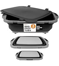 Drip EZ Collapsible BBQ Prep Tub - for Meal Prep Marinating Food Storage - Includes Cutting Board & Locking Lid - (1) XL - Black