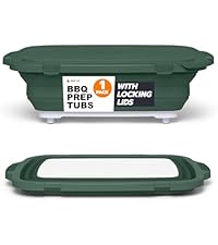 Drip EZ Collapsible BBQ Prep Tub - for Meal Prep Marinating Food Storage - Includes Cutting Board & Locking Lid - (1) XL - Black