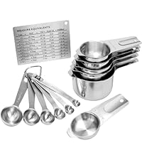 Measuring Cups and Spoons Set Heavy Duty 304 Metal Stainless Steel Measuring Cup Spoon Kitchen Gadgets for Cooking Baking (Set of 17)