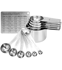 Measuring Cups and Spoons Set Heavy Duty 304 Metal Stainless Steel Measuring Cup Spoon Kitchen Gadgets for Cooking Baking (Set of 17)