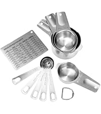 Measuring Cups and Spoons Set Heavy Duty 304 Metal Stainless Steel Measuring Cup Spoon Kitchen Gadgets for Cooking Baking (Set of 17)